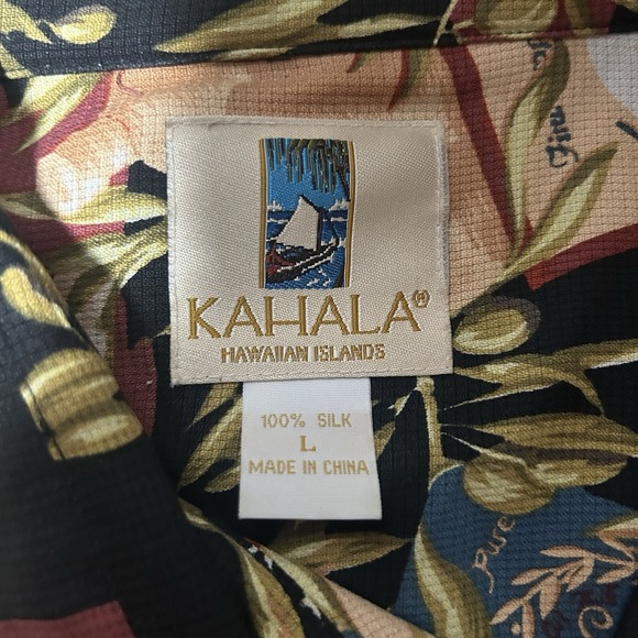 Kahala Hawaiian Shirt Mens Large L Floral Button Shirt Sleeve 100% Silk - Picture 6 of 6